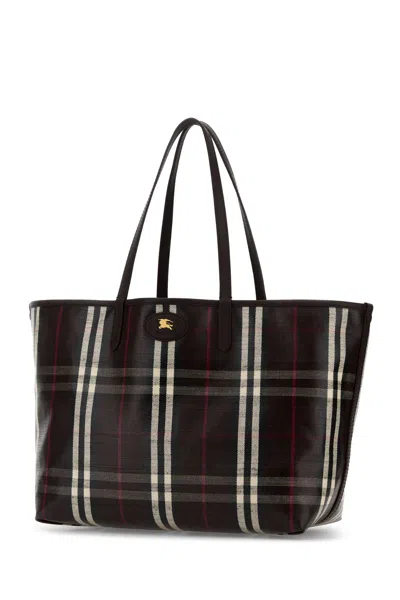 Burberry Womens Mahogany Medium Highlands Cotton-blend Tote Bag In Multi