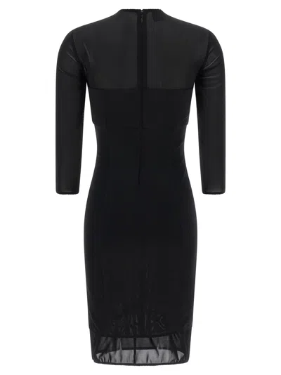 Pinko Dress Featuring Sheer Panel And 3/4 Sleeves In Black