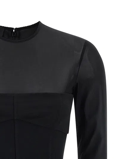 Pinko Dress Featuring Sheer Panel And 3/4 Sleeves In Black