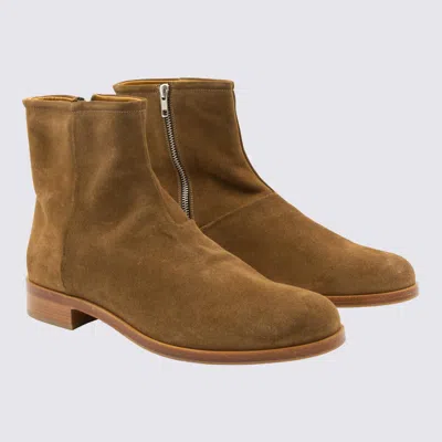 Common Projects Zipped Boot Ankle Boots In Camel Suede In Brown