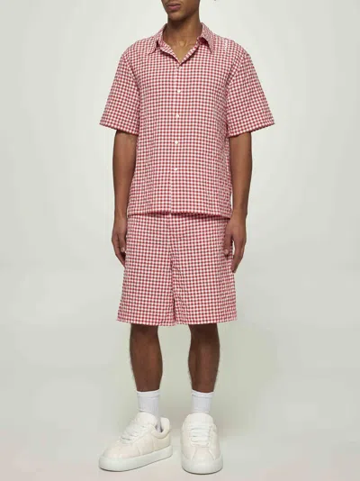 Marni Red & White Gingham Shorts In Multi