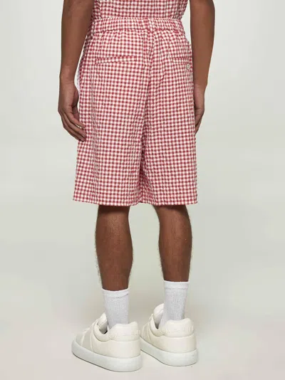 Marni Red & White Gingham Shorts In Multi