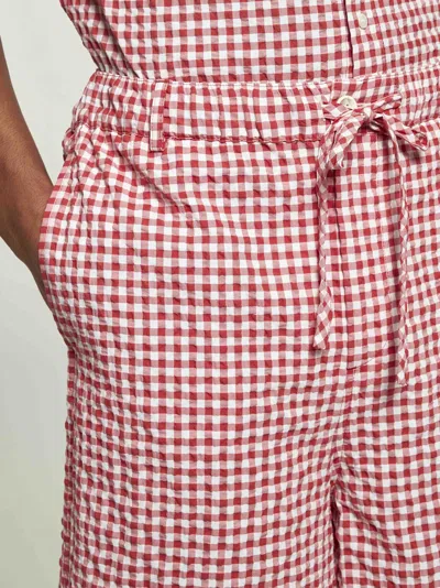 Marni Red & White Gingham Shorts In Multi