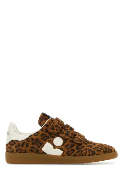 Isabel Marant Printed Suede Sneakers In Brown