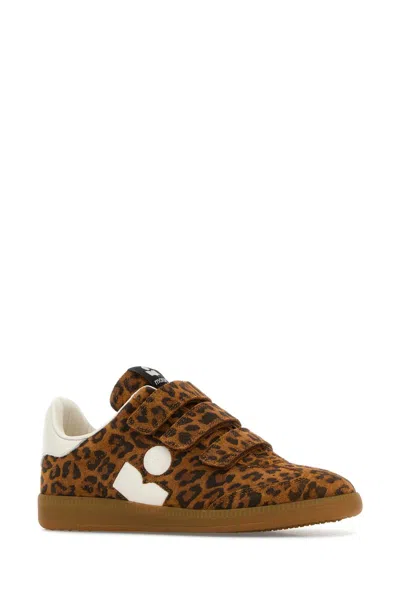 Isabel Marant Printed Suede Sneakers In Brown