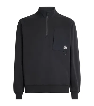 Moose Knuckles Quarter-zip Dalon Sweatshirt In Black