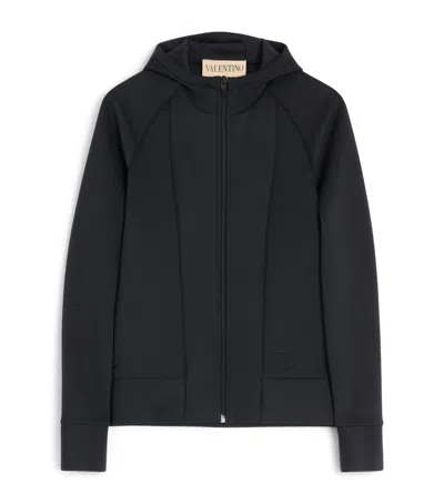 Valentino Structured Technical Jersey Sweatshirt In Black