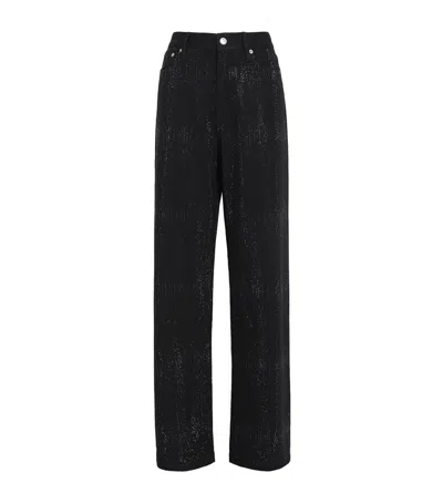 Maje Embellished Wide-leg Jeans In Black