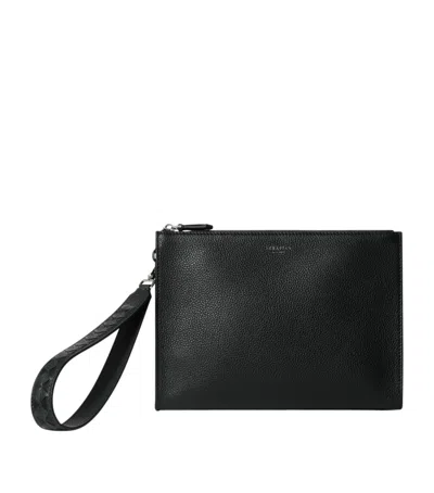 Serapian Cachemire Leather Clutch Bag In Black