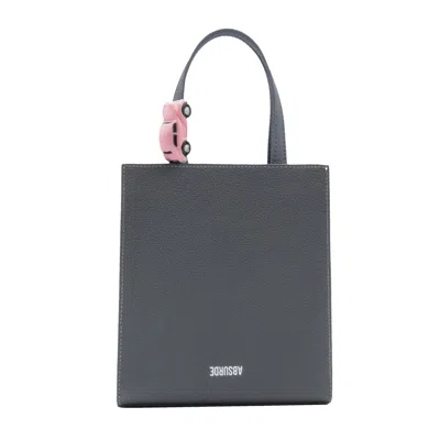 Absurde Women's Mini Stop Tote Bag In Grey Leather In Gray