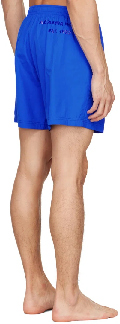 Alexander Mcqueen Graffiti Logo Swim Shorts In Blue