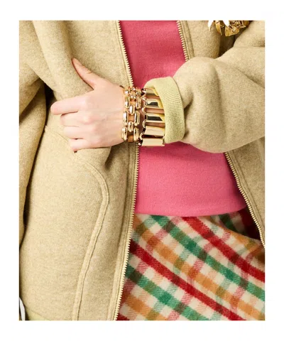 Miu Miu Metal And Leather Bracelet In Gold