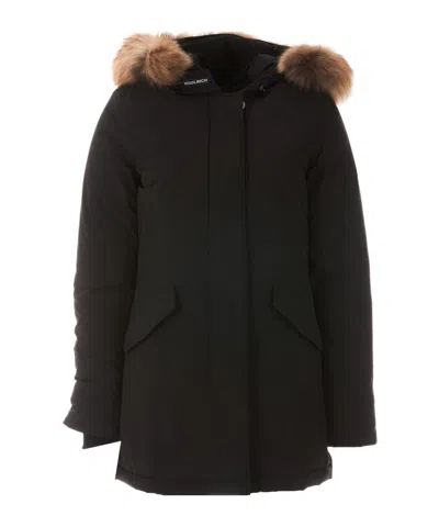 Woolrich Blue Technical Fabric Parka In Black