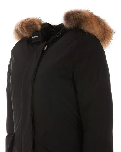 Woolrich Blue Technical Fabric Parka In Black