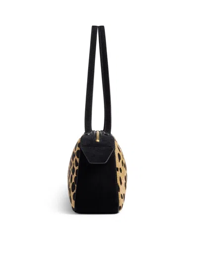 Khaite Simona Leather-trimmed Leopard-print Calf Hair Shoulder Bag In Animal Print