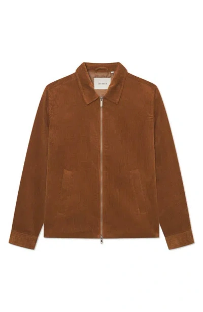 Les Deux Corduroy Zip-front Overshirt In Brown