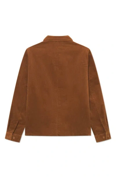 Les Deux Corduroy Zip-front Overshirt In Brown