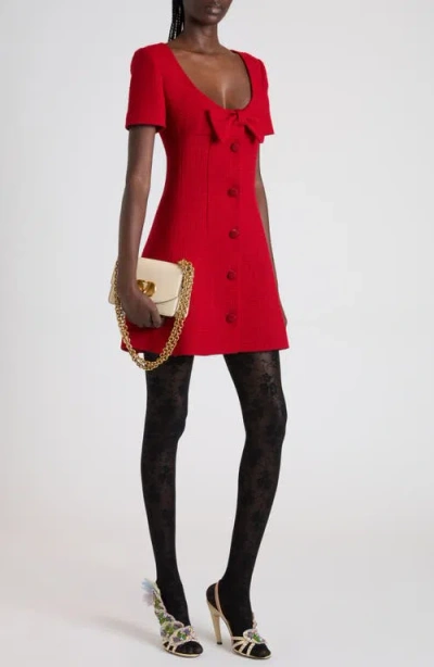 Valentino Bow Detail Dress Scoop Neckline In Red