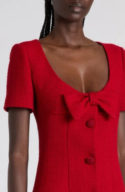 Valentino Bow Detail Dress Scoop Neckline In Red