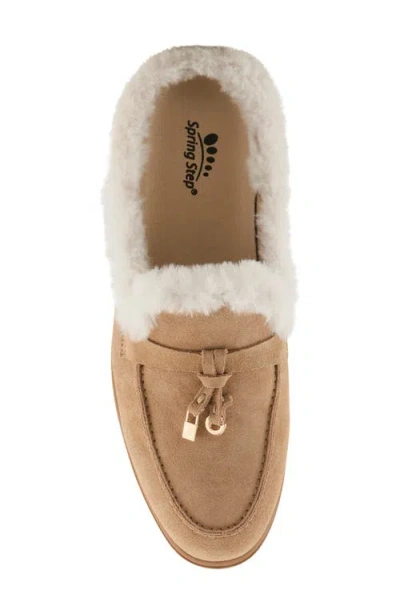 Spring Step Gistel Faux Fur Trim Mule In Brown