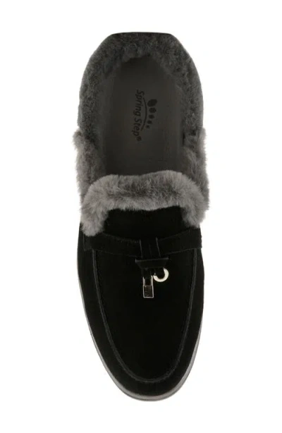 Spring Step Gistel Faux Fur Trim Mule In Black
