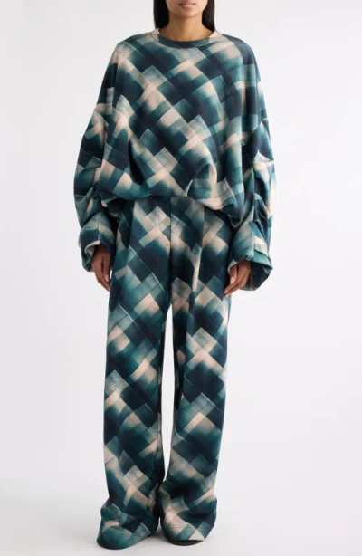 Dries Van Noten Geometric Wide Leg Trousers Pleated Front In Brown