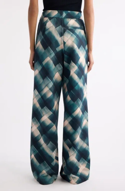 Dries Van Noten Geometric Wide Leg Trousers Pleated Front In Brown