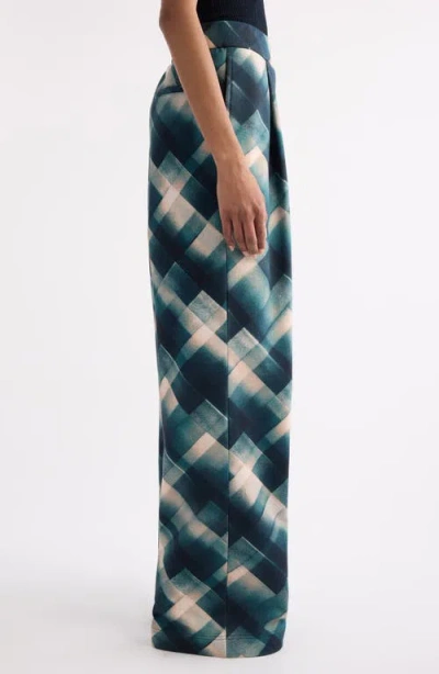 Dries Van Noten Geometric Wide Leg Trousers Pleated Front In Brown