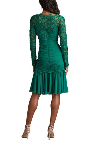 Tadashi Shoji Scroll Soutache Long Sleeve Cocktail Dress In Metallic