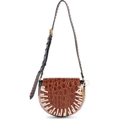 Dries Van Noten Crocodile-effect Braided-strap Crossbody Bag In Brown