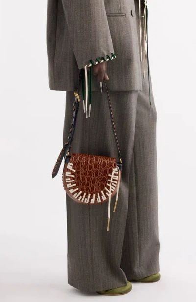 Dries Van Noten Crocodile-effect Braided-strap Crossbody Bag In Brown
