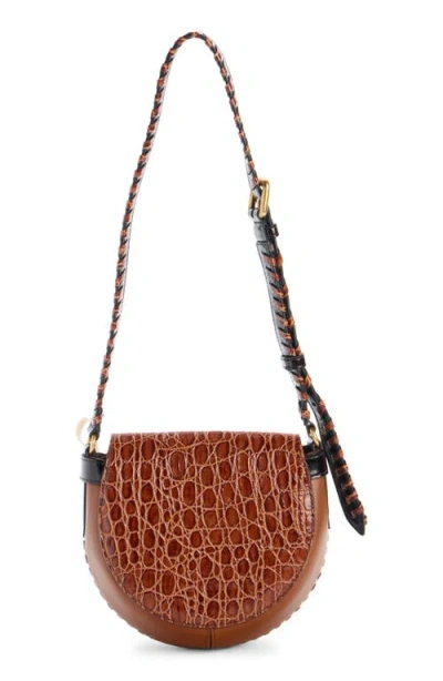 Dries Van Noten Crocodile-effect Braided-strap Crossbody Bag In Brown