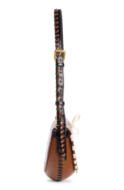 Dries Van Noten Crocodile-effect Braided-strap Crossbody Bag In Brown