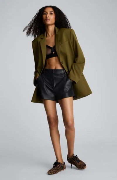 Kenneth Cole Faux Leather Fly Front Short In Black