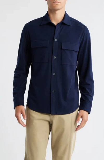 Scott Barber Scuba Knit Overshirt In Blue