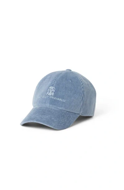 Brunello Cucinelli Cotton Baseball Cap Featuring Logo Design In Blue