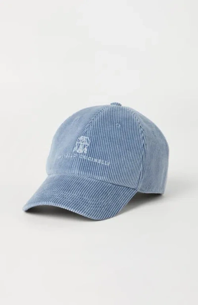 Brunello Cucinelli Cotton Baseball Cap Featuring Logo Design In Blue
