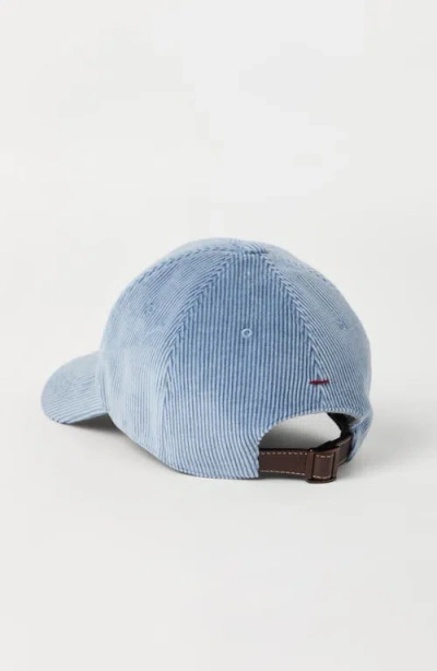 Brunello Cucinelli Cotton Baseball Cap Featuring Logo Design In Blue