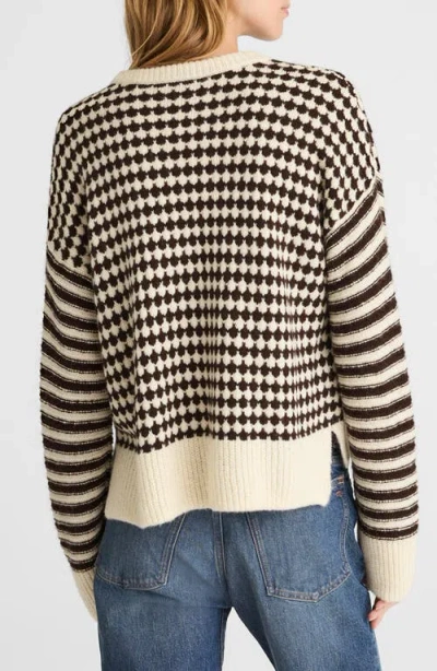 Madewell Mixed Stripe Raglan Pullover Sweater In Neutral