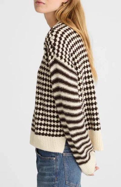 Madewell Mixed Stripe Raglan Pullover Sweater In Neutral