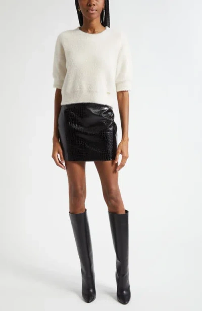 L'agence Gerard Croc-embossed Faux Leather Mini Skirt In Black