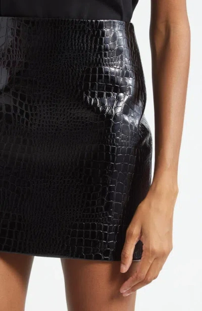 L'agence Gerard Croc-embossed Faux Leather Mini Skirt In Black