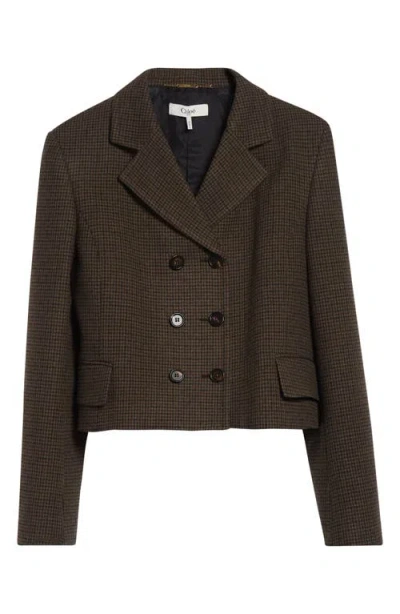 Chloé Houndstooth Double-breasted Jacket In Brown