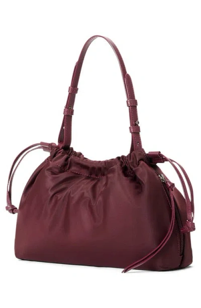 Mz Wallace Small Waverly Drawstring Shoulder Bag In Burgundy