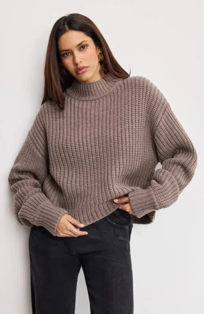 Good American Women's Chunky Knit Mock Neck Sweater In Gray