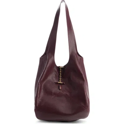 Chloé Balloon Medium Leather And Suede Shoulder Bag In Burgundy