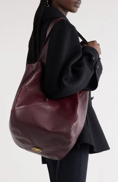 Chloé Balloon Medium Leather And Suede Shoulder Bag In Burgundy