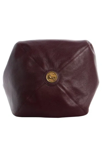 Chloé Balloon Medium Leather And Suede Shoulder Bag In Burgundy
