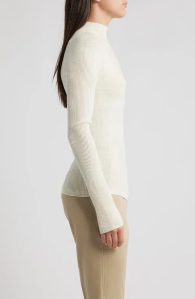 Hugo Boss Boss Foliora Virgin Wool Rib Funnel Neck Sweater In White