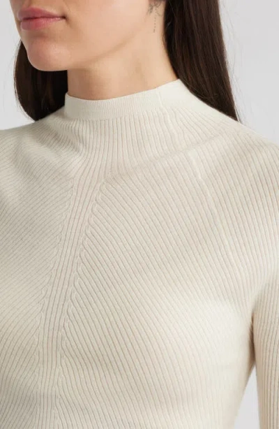 Hugo Boss Boss Foliora Virgin Wool Rib Funnel Neck Sweater In White